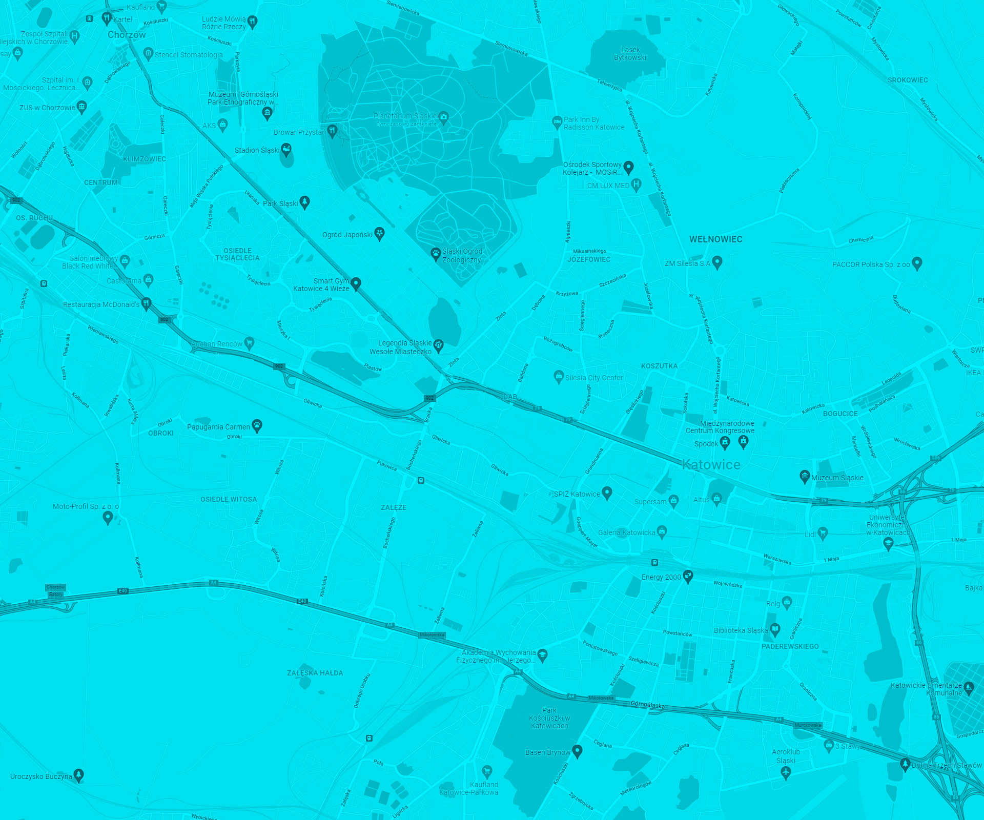 Mapa Katowic